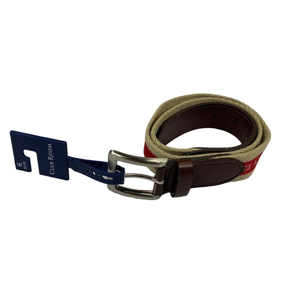 Club Room Mens Faux Leather Holiday Cheer Belt Red 30-32 - Picture 1 of 3